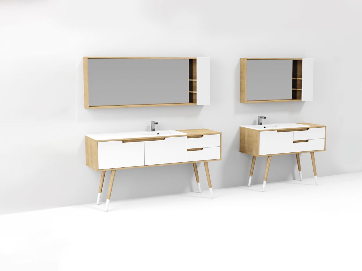 Meuble salle de bain Nordik bois et blanc
